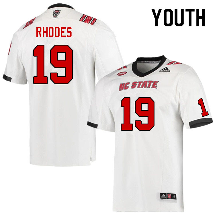 Youth #19 Ethan Rhodes NC State Wolfpack College Football Jerseys Sale-White